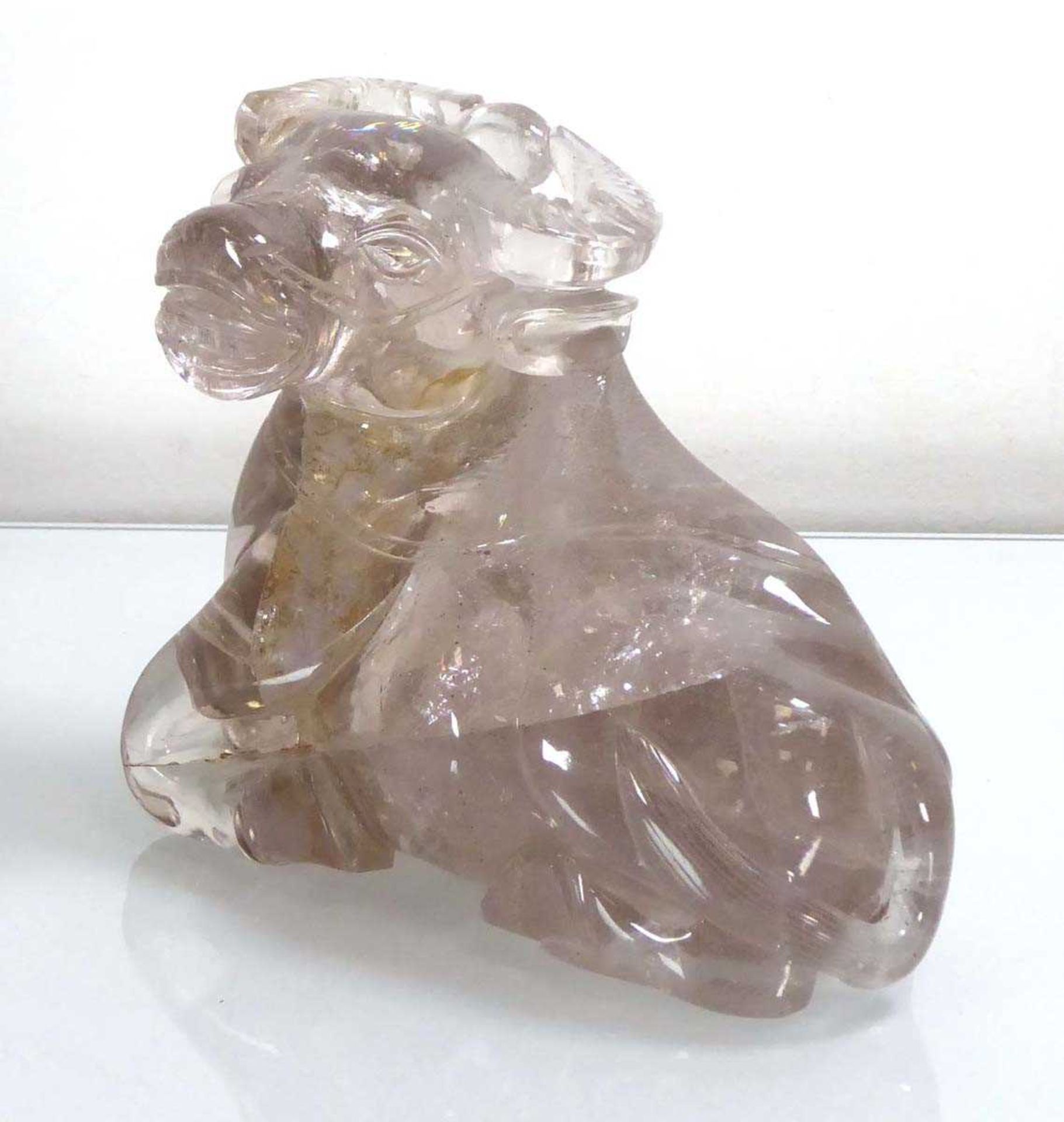 A Chinese clear (?)rock crystal figure modelled as a seated water buffalo, h. 11.5 cm *from the - Bild 2 aus 4