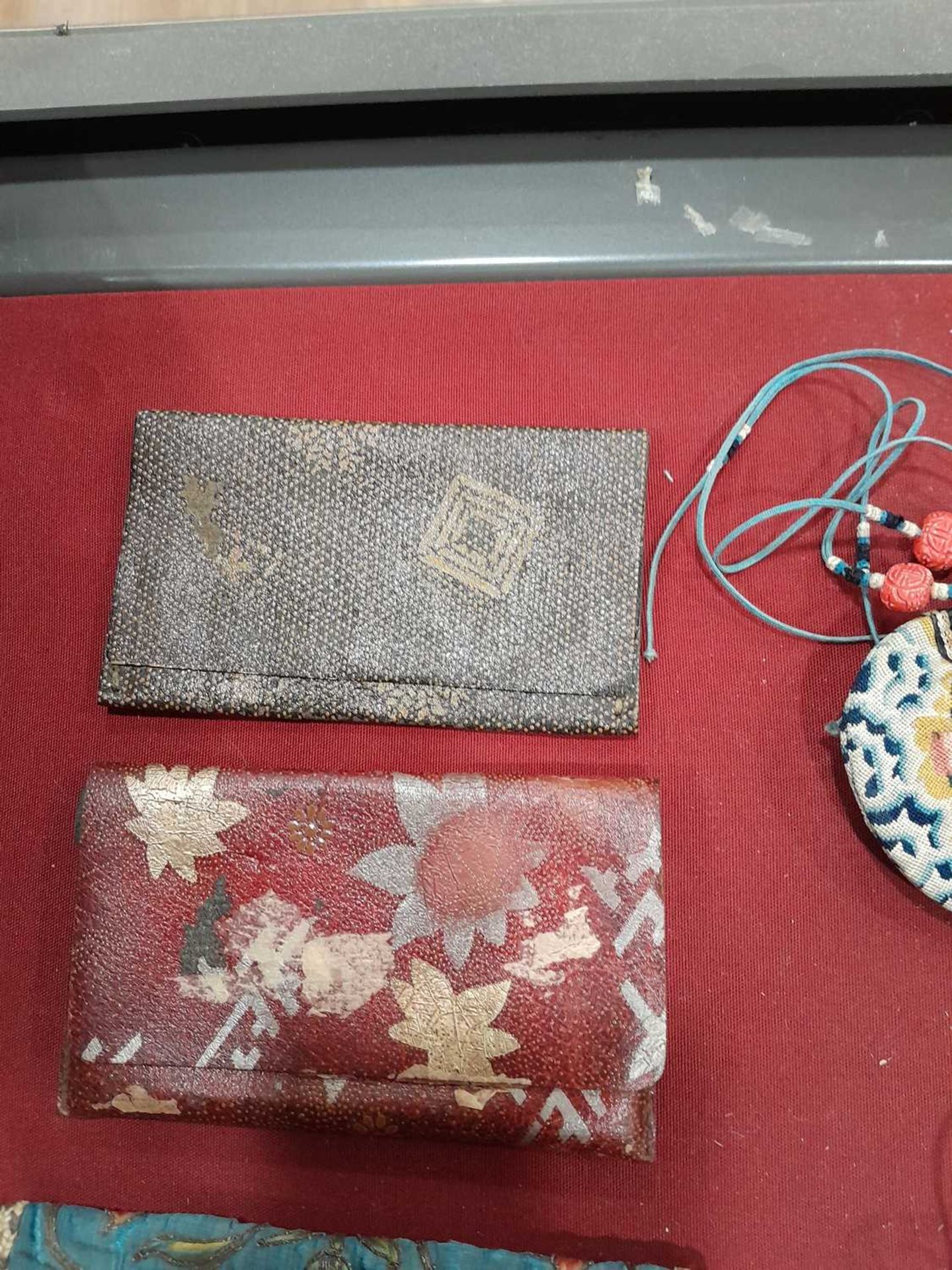 A Chinese embroidered blue/cream silk fan case, l. 33 cm, together with eleven further pouches and - Image 3 of 53