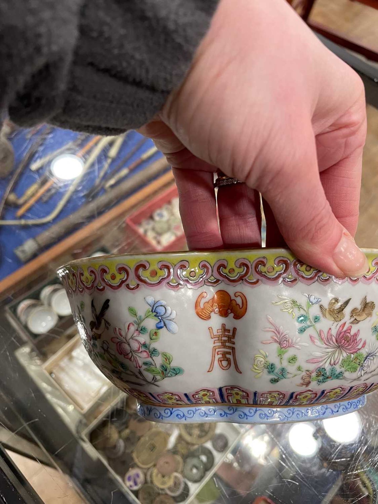 A Cantonese teapot and cover of squat form, typically decorated in coloured enamels with traditional - Image 41 of 70