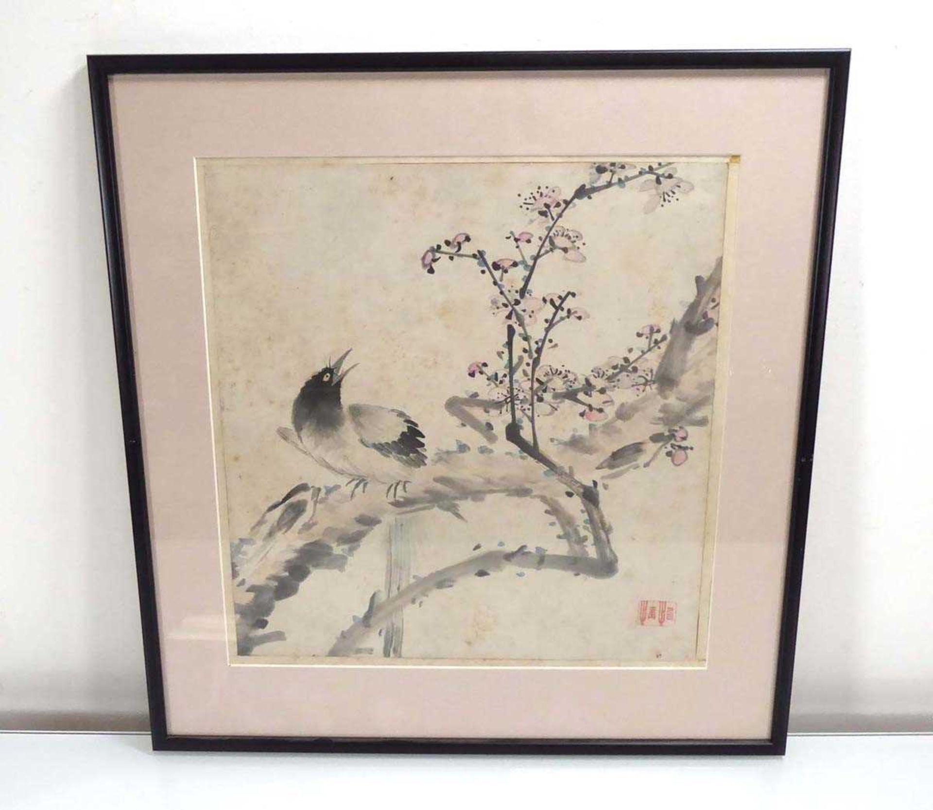 A Chinese monochrome painting depicting a water buffalo and rider, signed, 72 x 33 cm, together with - Bild 3 aus 3