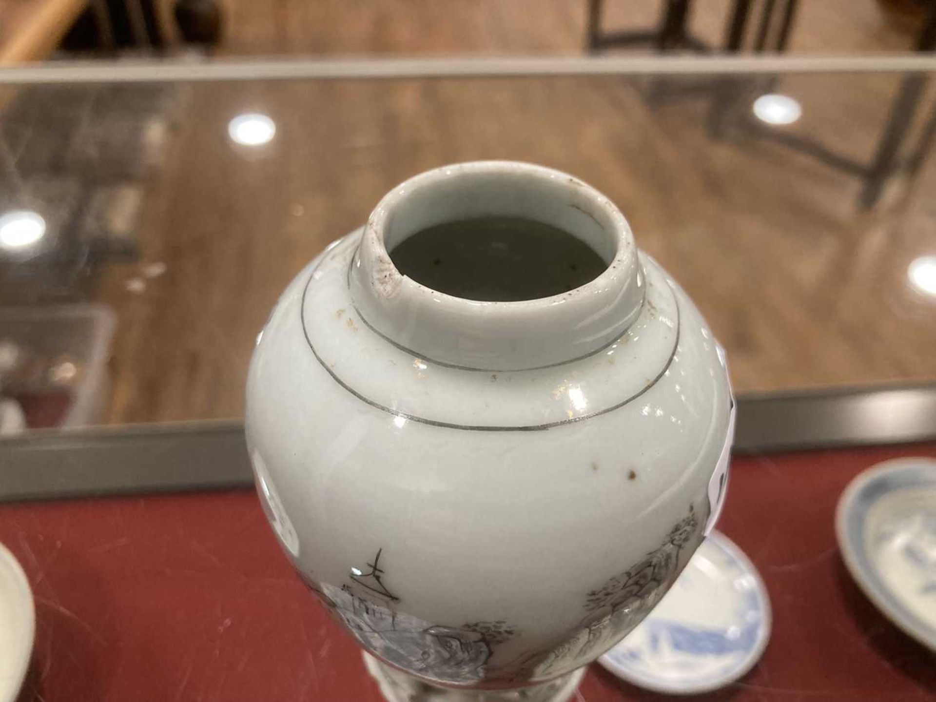 Eleven items of Chinese en-grisaille decorated porcelain including a tea bowl and matching saucer, - Image 4 of 31