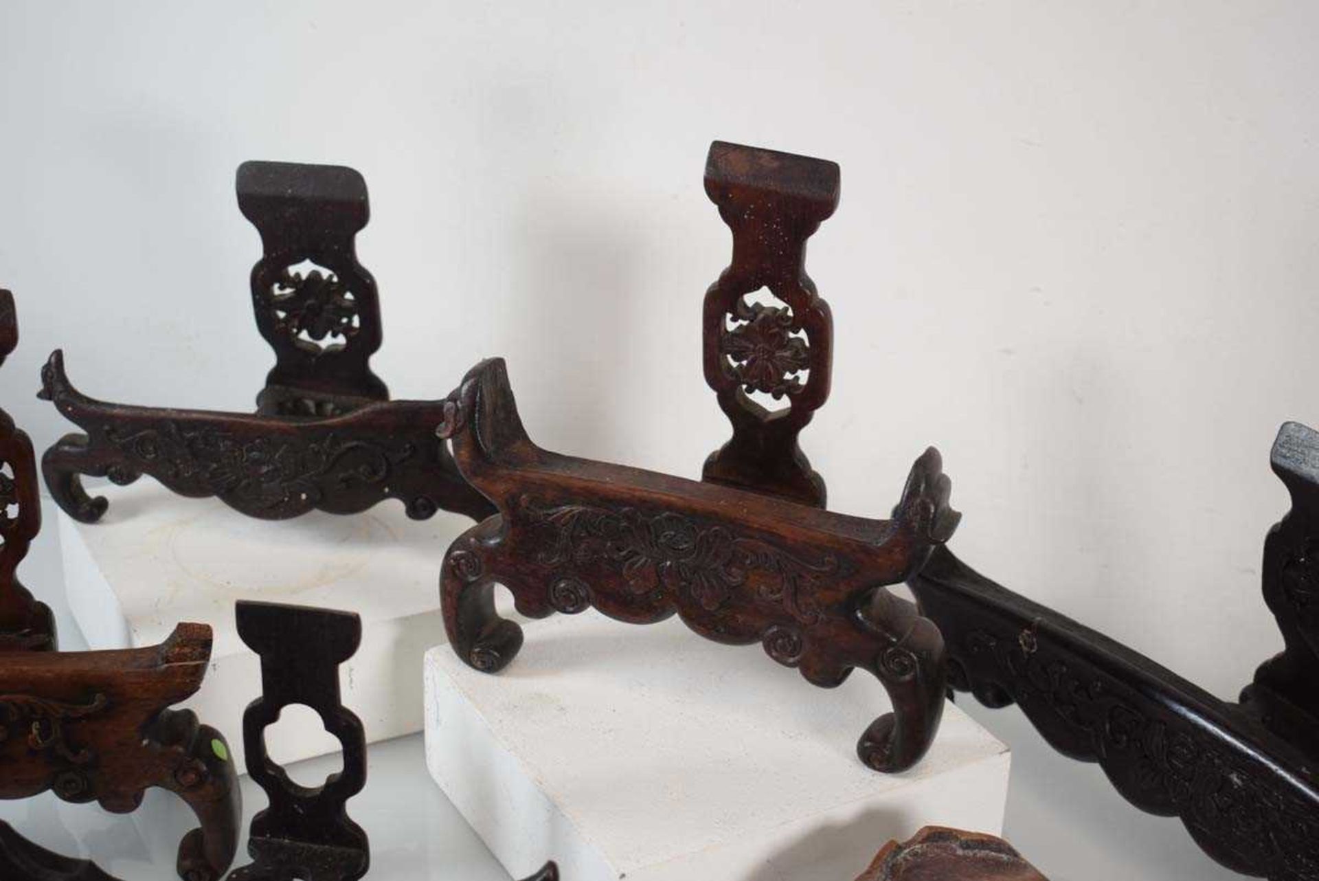 A group of Chinese carved hardwood stands and rests (12) *from the collection of Phillip Allen ( - Image 4 of 6