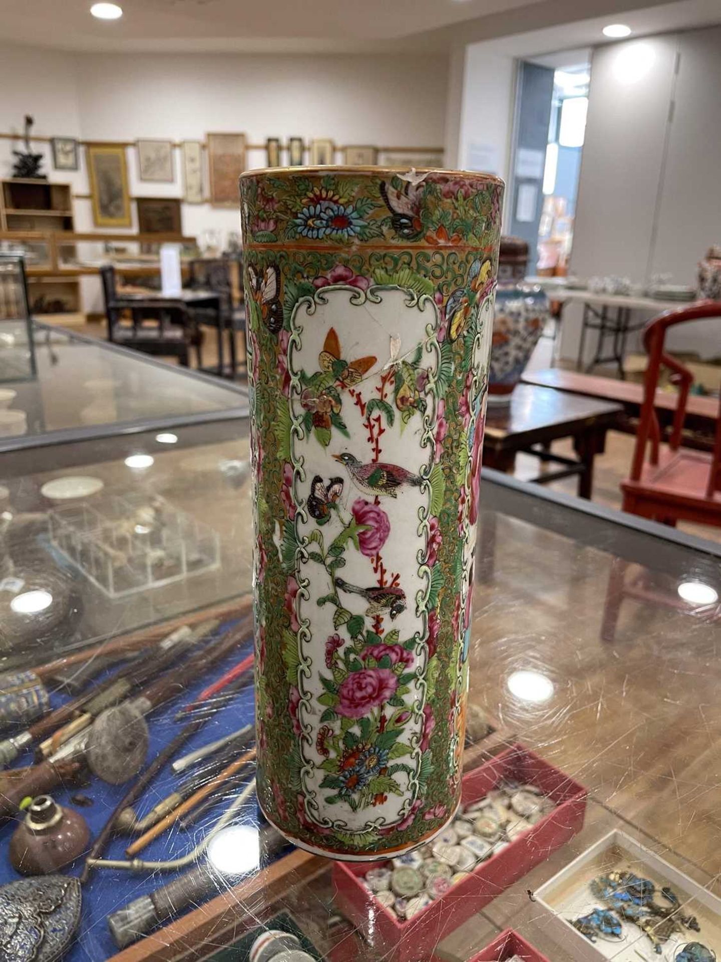 A Cantonese teapot and cover of squat form, typically decorated in coloured enamels with traditional - Image 53 of 70