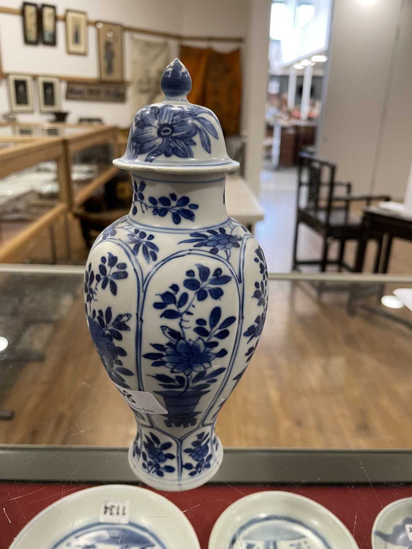 A mixed group of Chinese and other blue and white ceramics including beads, lidded vases, caddies - Image 33 of 82