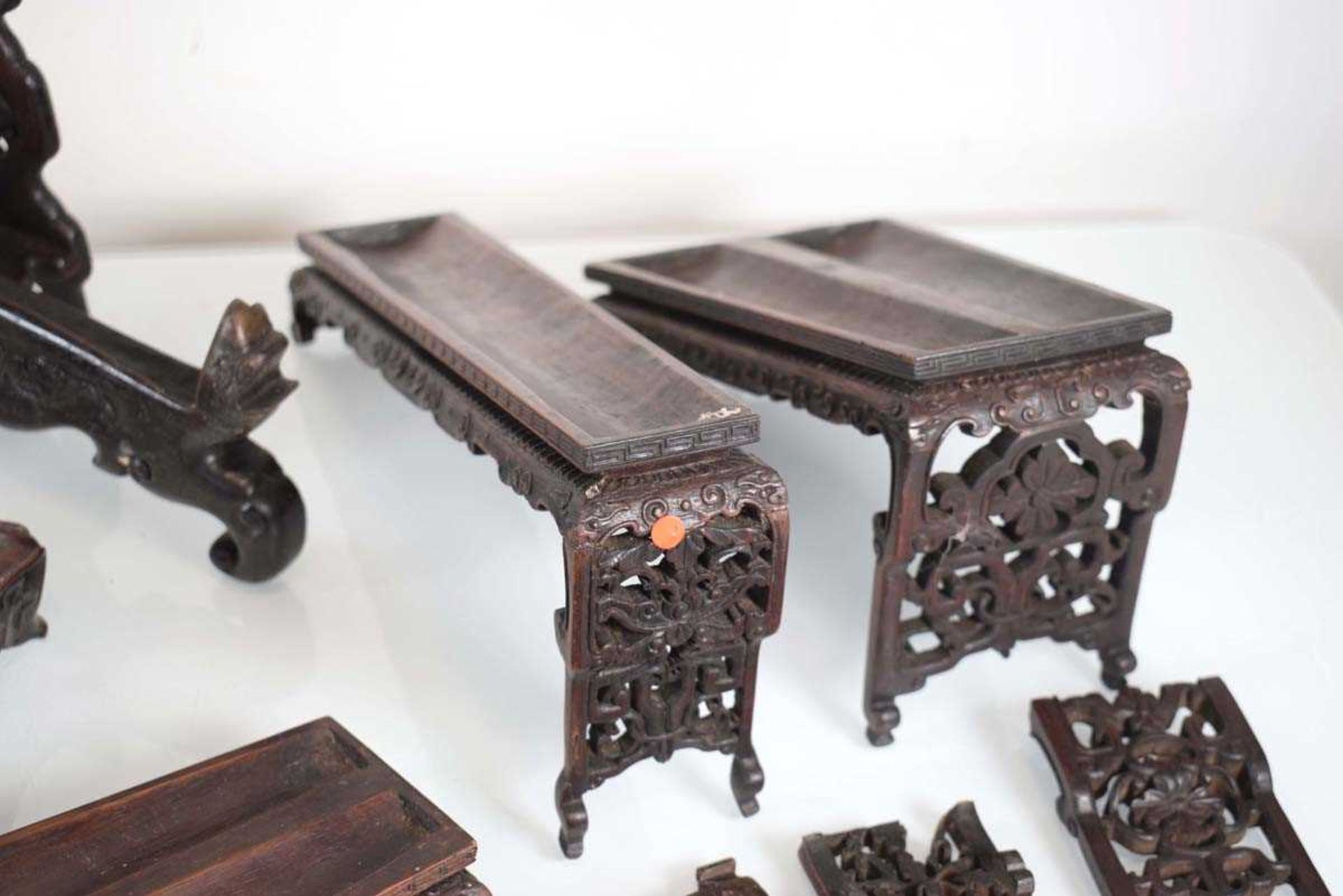 A group of Chinese carved hardwood stands and rests (12) *from the collection of Phillip Allen ( - Image 3 of 6