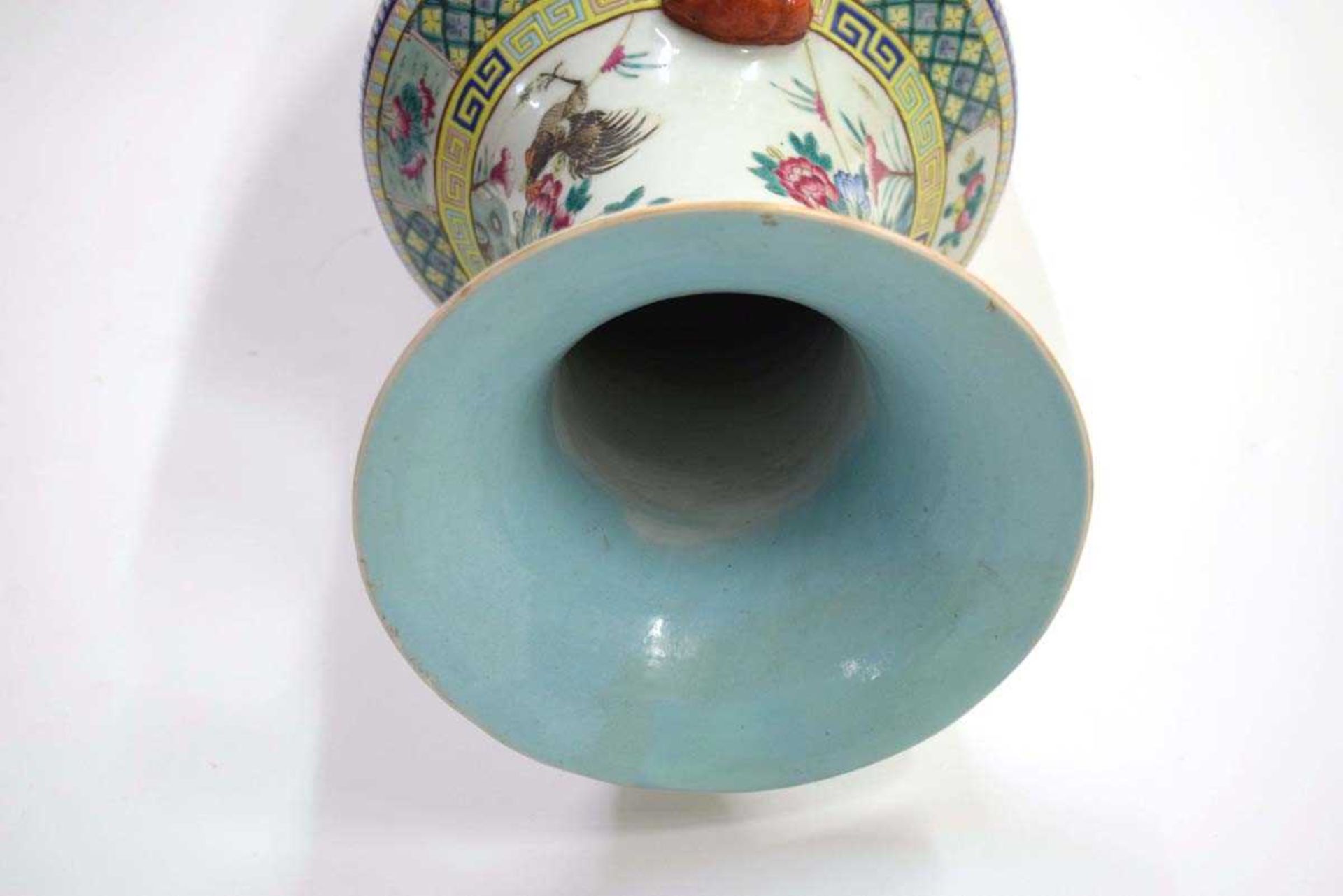 A Cantonese vase of shouldered form decorated in coloured enamels with cockerels and hens within a - Image 3 of 23