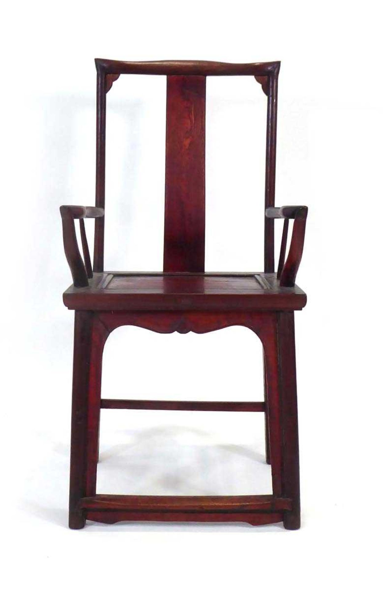 A Chinese stained elm yoke-back side chair, h. 110 cm, w. 53 cm *See lots 1292 and 1301 in Sotheby's