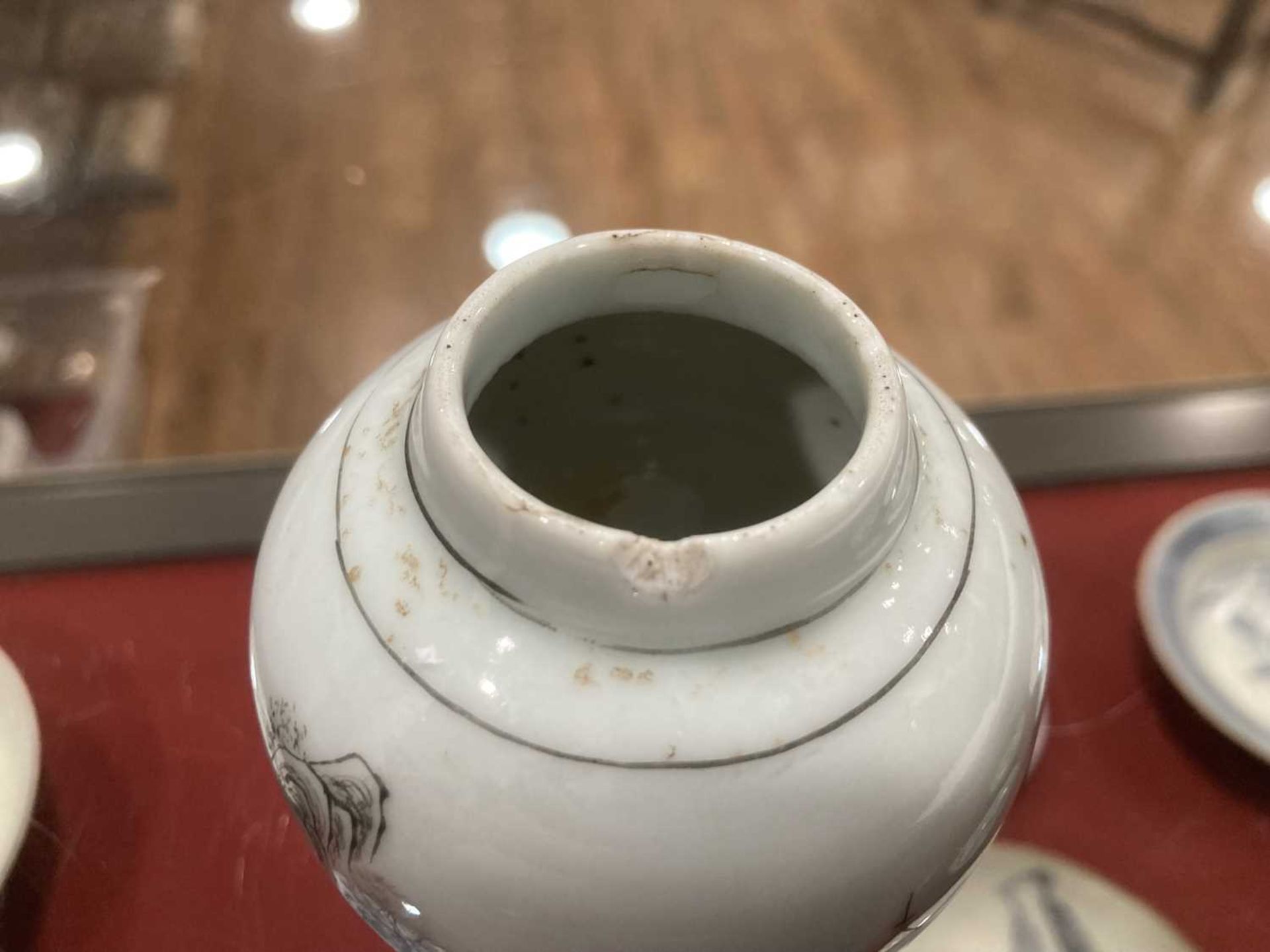 Eleven items of Chinese en-grisaille decorated porcelain including a tea bowl and matching saucer, - Image 5 of 31