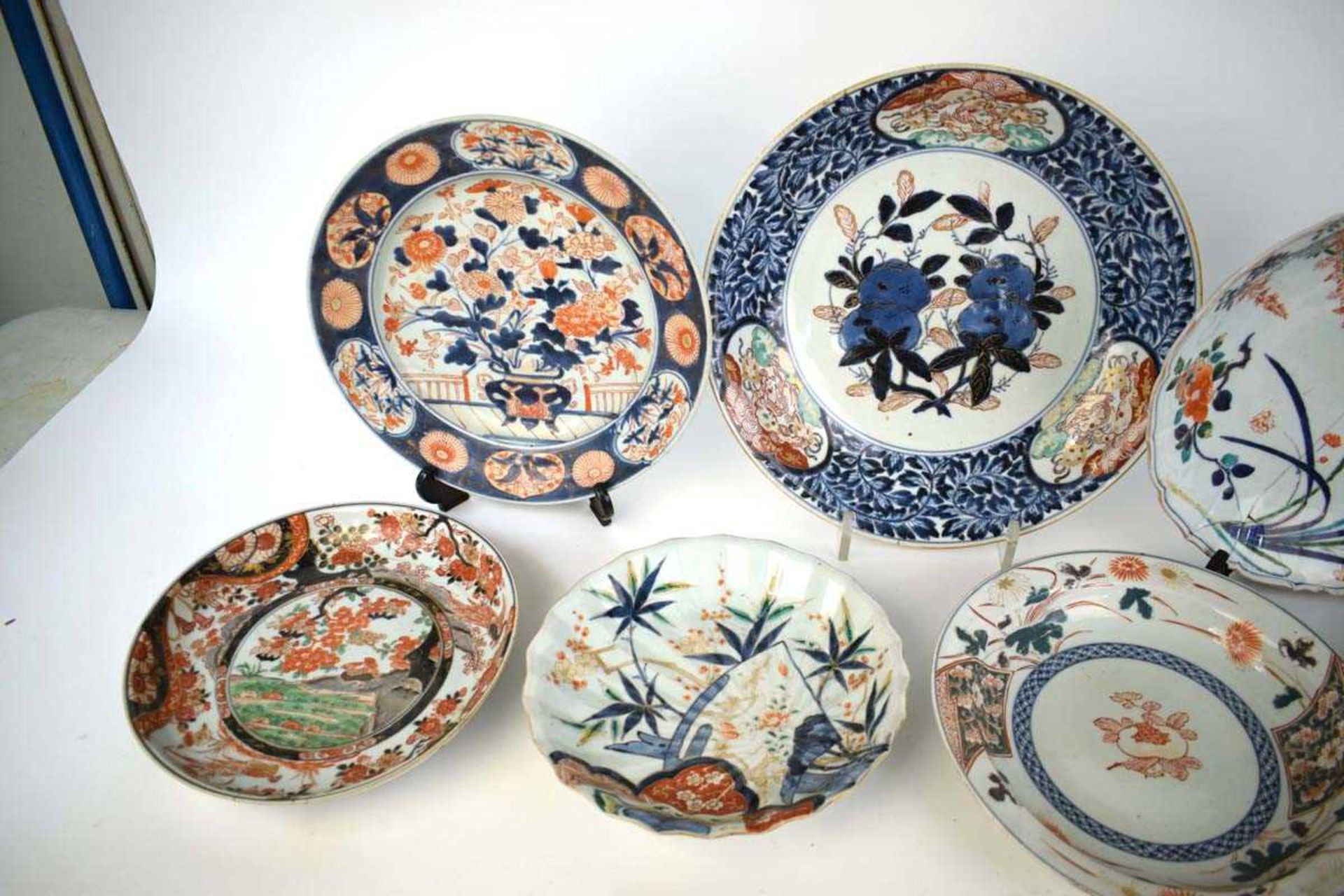 A Japanese charger centrally decorated with persimmon in the imari palette, within a mythical - Image 3 of 9