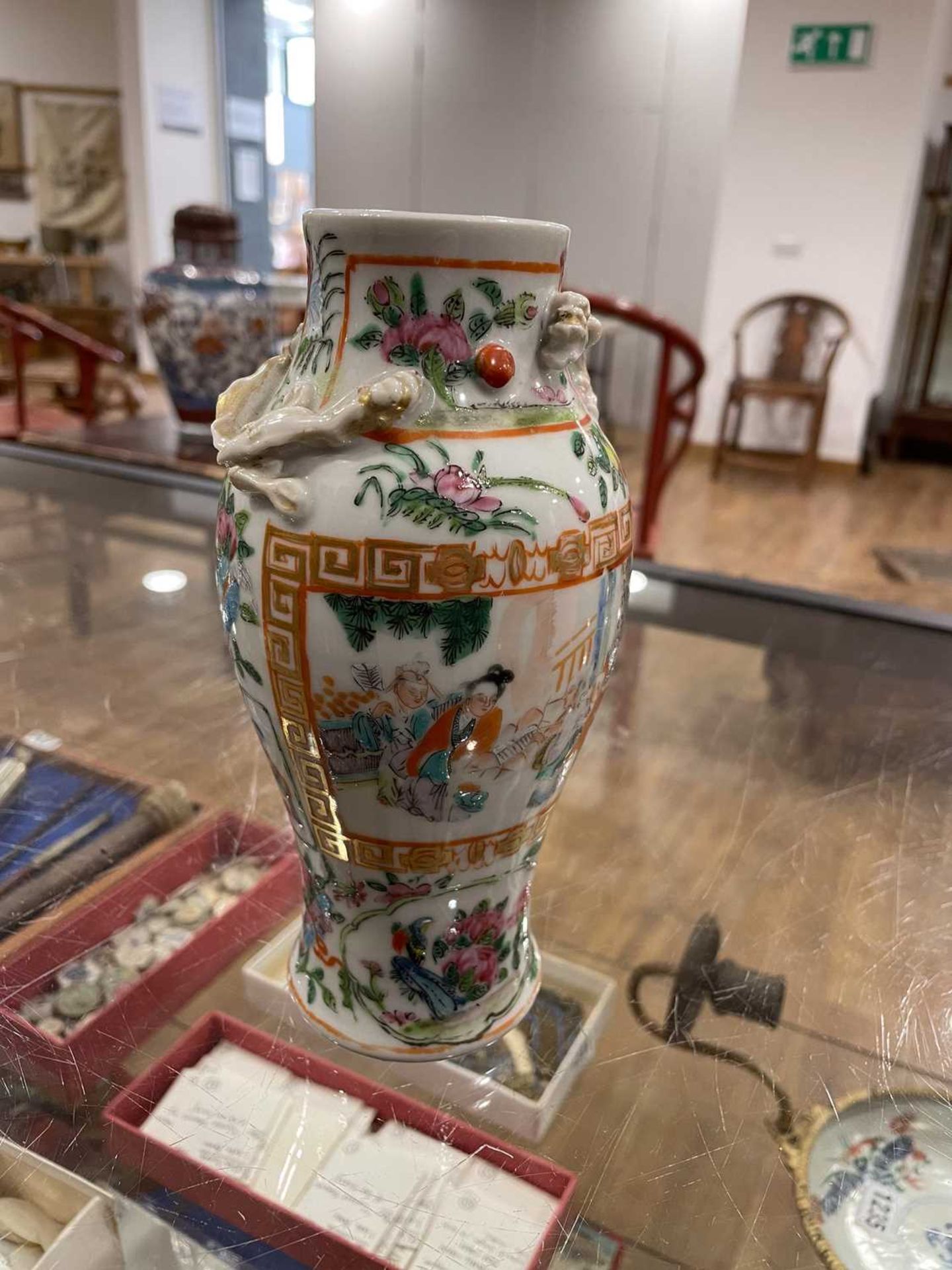 A Cantonese teapot and cover of squat form, typically decorated in coloured enamels with traditional - Image 46 of 70