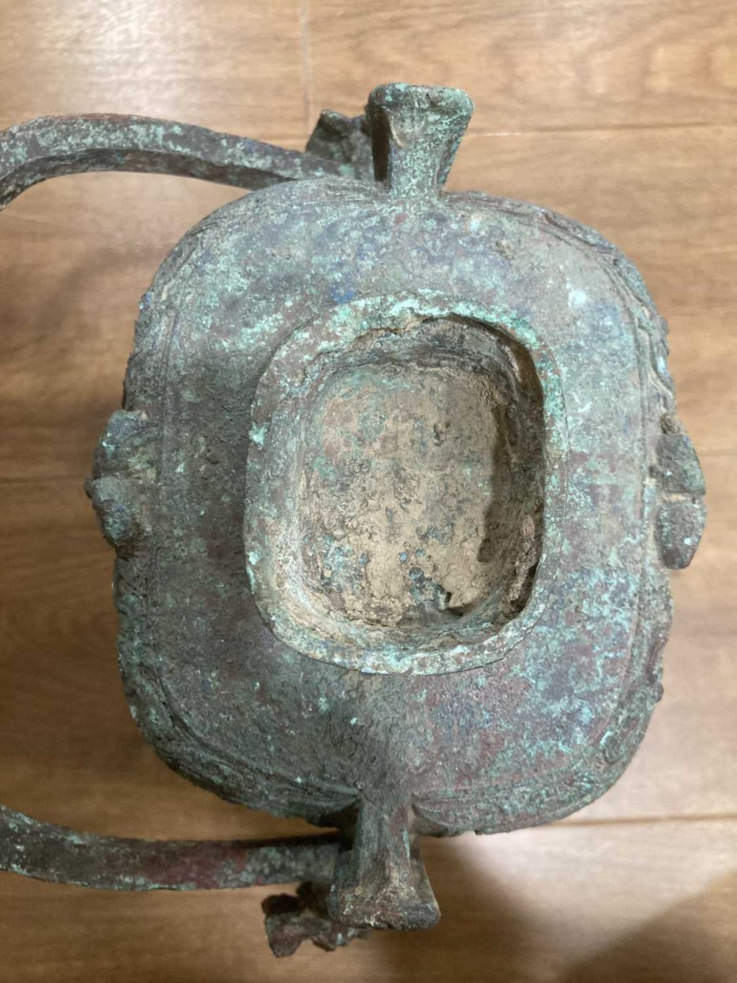 A Chinese green patinated bronze incense burner of tripod form, probably 18th century, h. 21 cm, - Image 39 of 44