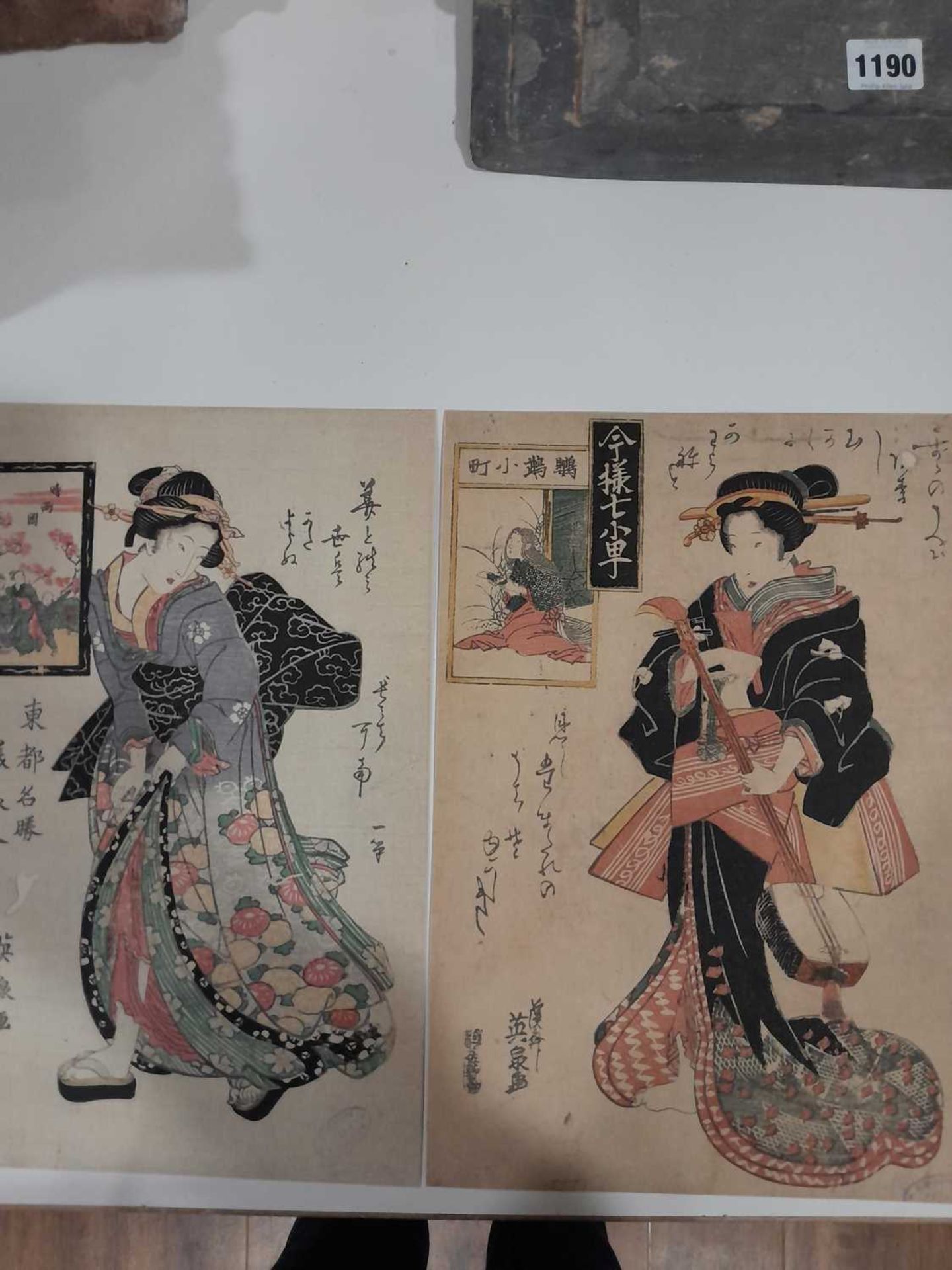 Twelve reproduction Japanese woodblock prints depicting female beauties, from the Birmingham Free - Bild 8 aus 12