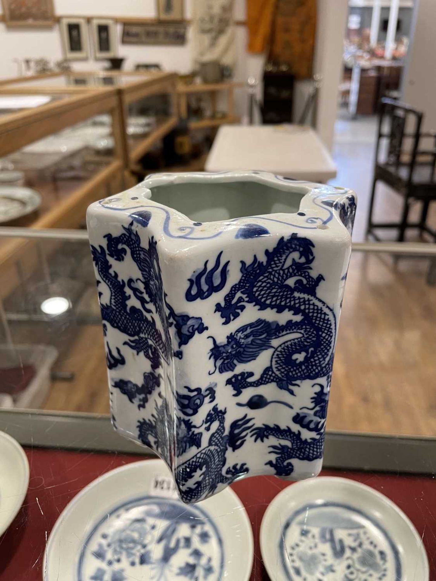 A mixed group of Chinese and other blue and white ceramics including beads, lidded vases, caddies - Image 44 of 82