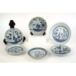 Six Chinese Tek Sing Treasures blue and white side dishes/plates, each decorated with insects within