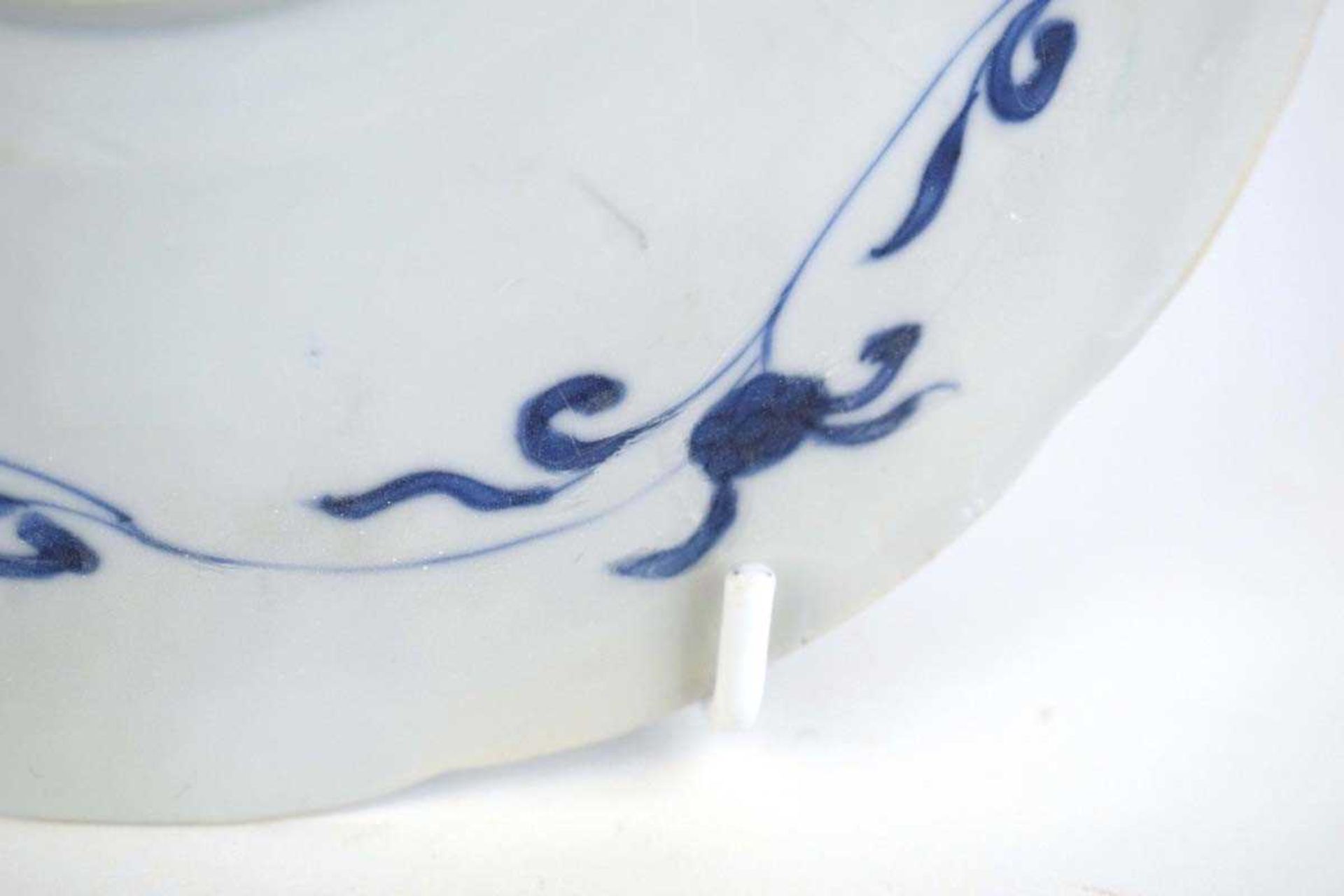 A Chinese blue and white shallow dish of flowerhead form, decorated with floral blooms within ten - Image 4 of 5