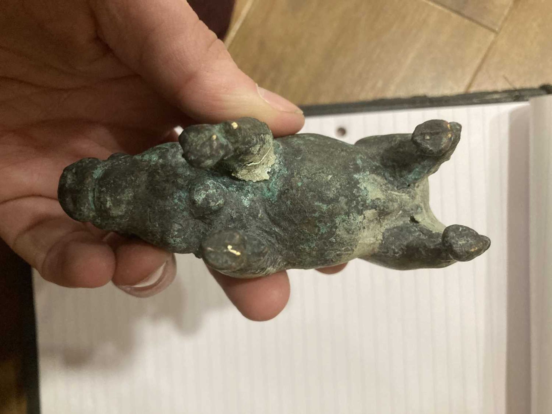 An archaic Chinese green patinated bronze figure modelled as a horse, h. 8 cm and a further group of - Image 13 of 19