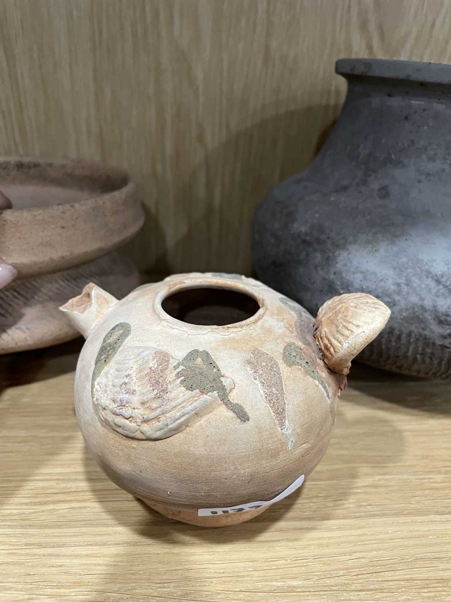 A Chinese archaic pottery vessel of bird shaped design, h. 12 cm, together with seventeen further - Image 16 of 28