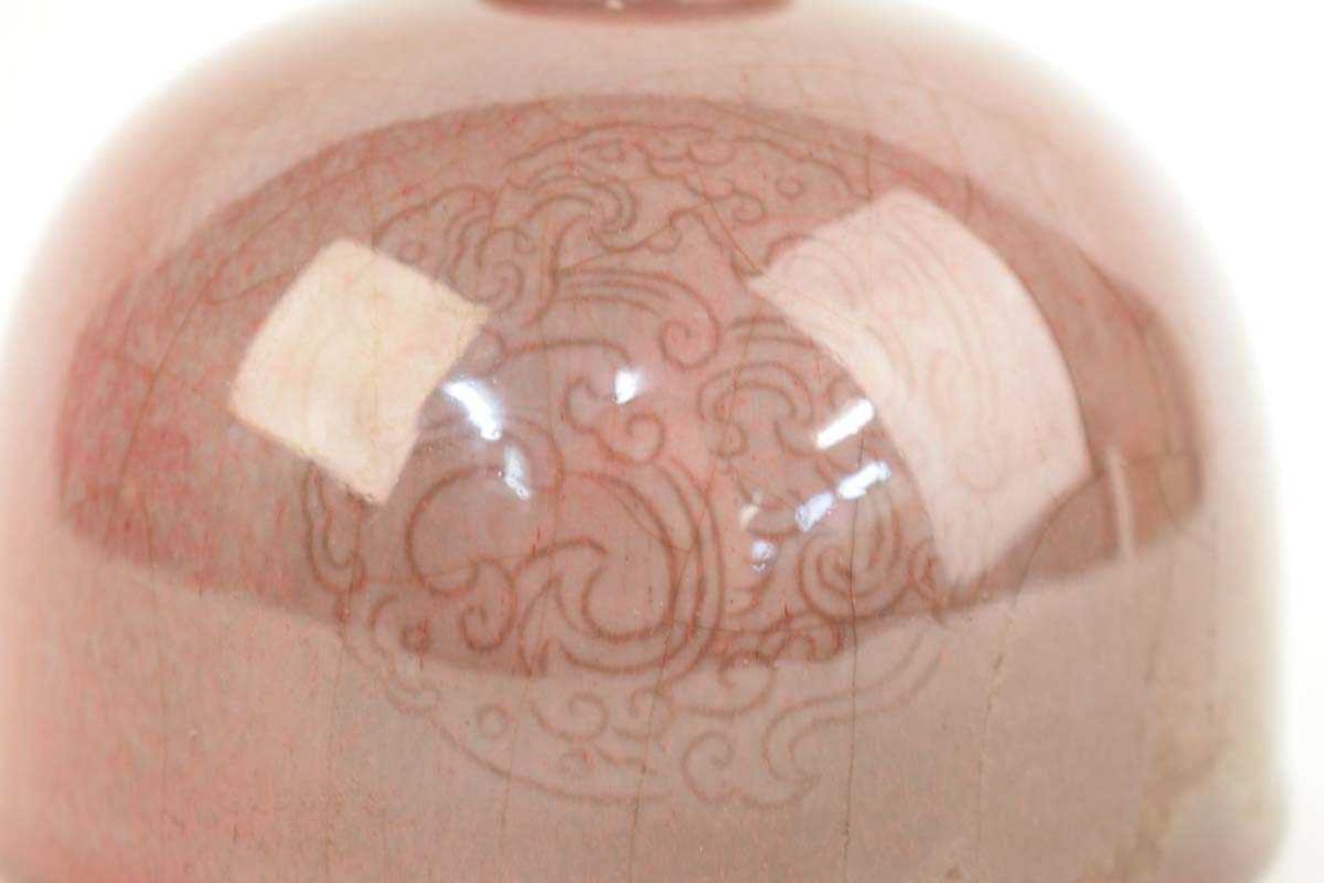 A Chinese sang de boeuf crackle glaze water pot of squat form, Kangxi mark to base, h. 9 cm, d. 12.5 - Image 2 of 12