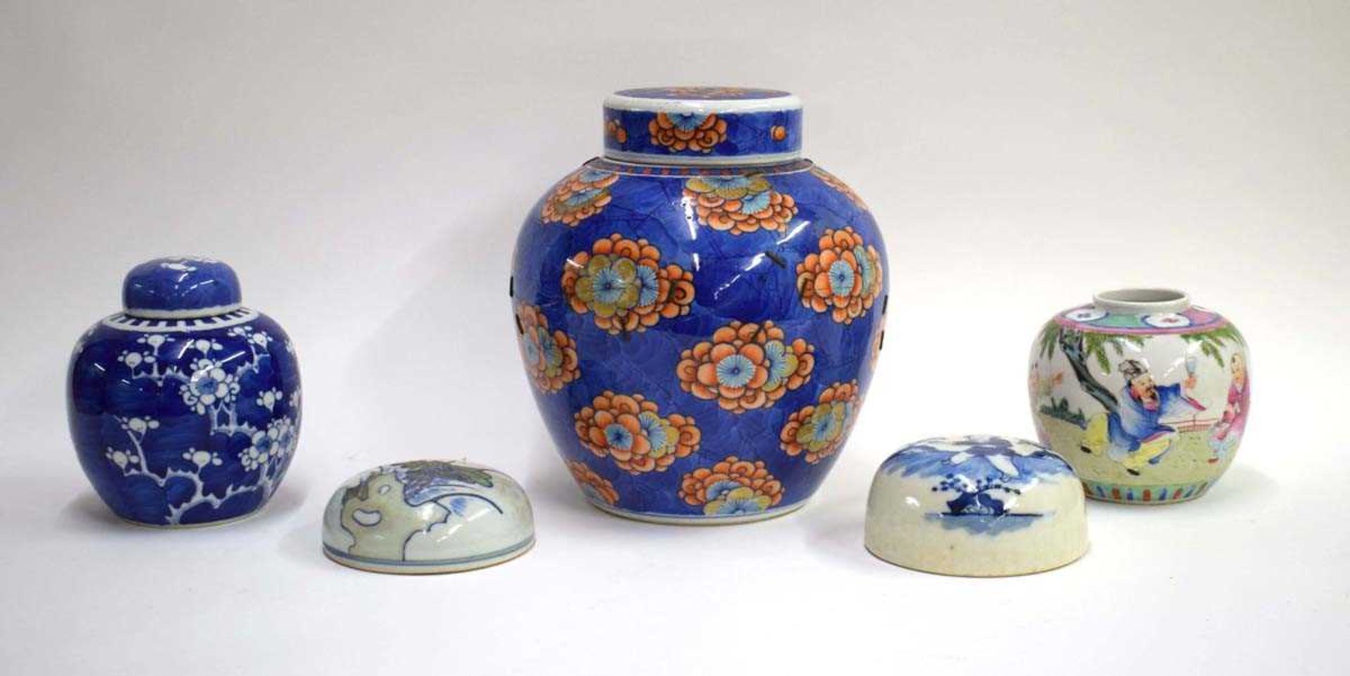 Thirteen Chinese ginger jars of typical form including a provincial example, h. 15 cm, blue and - Image 7 of 23
