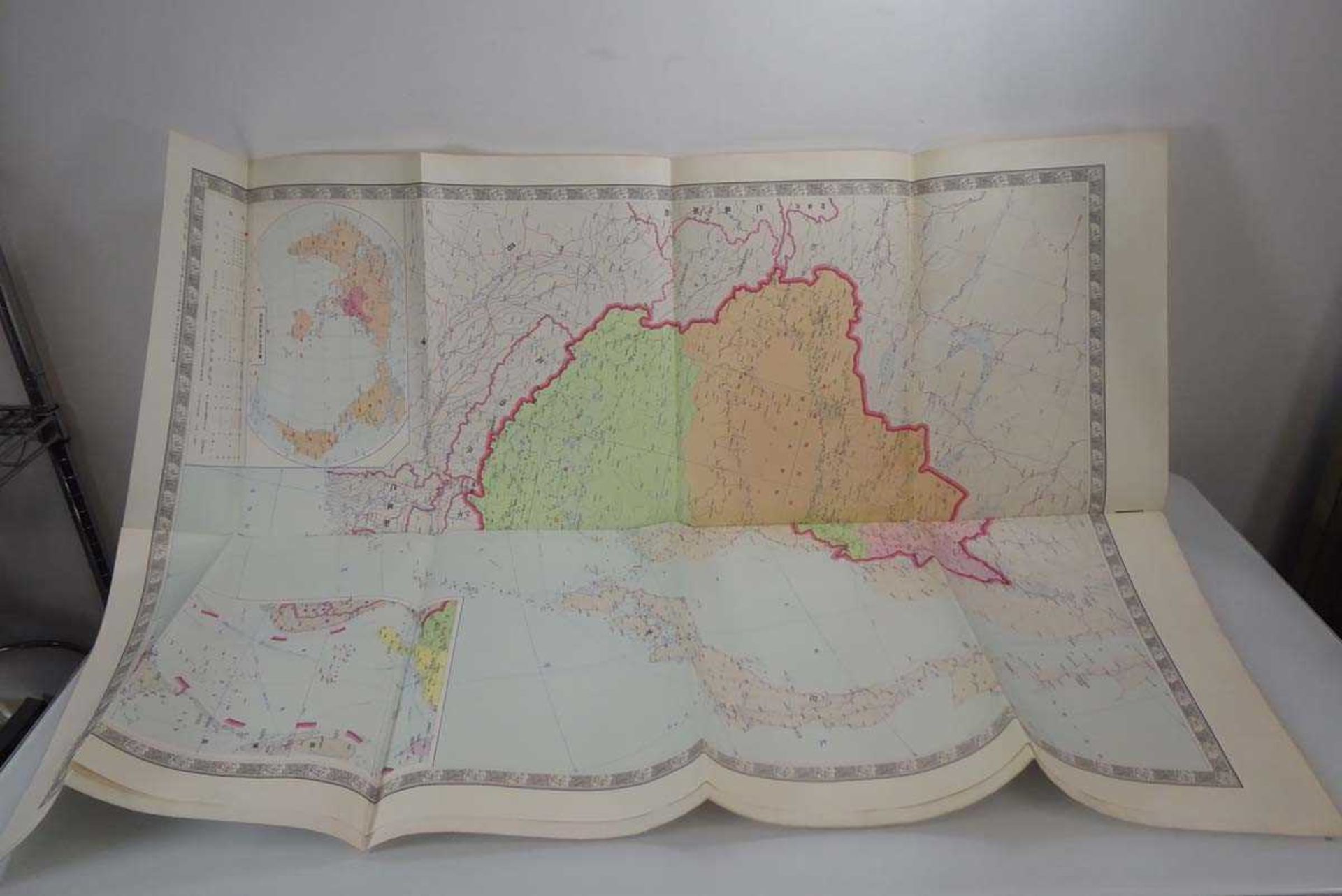 A 1970's printed map of China, 114 x 164 cm, two further maps and a small group of loose prints ( - Image 9 of 9