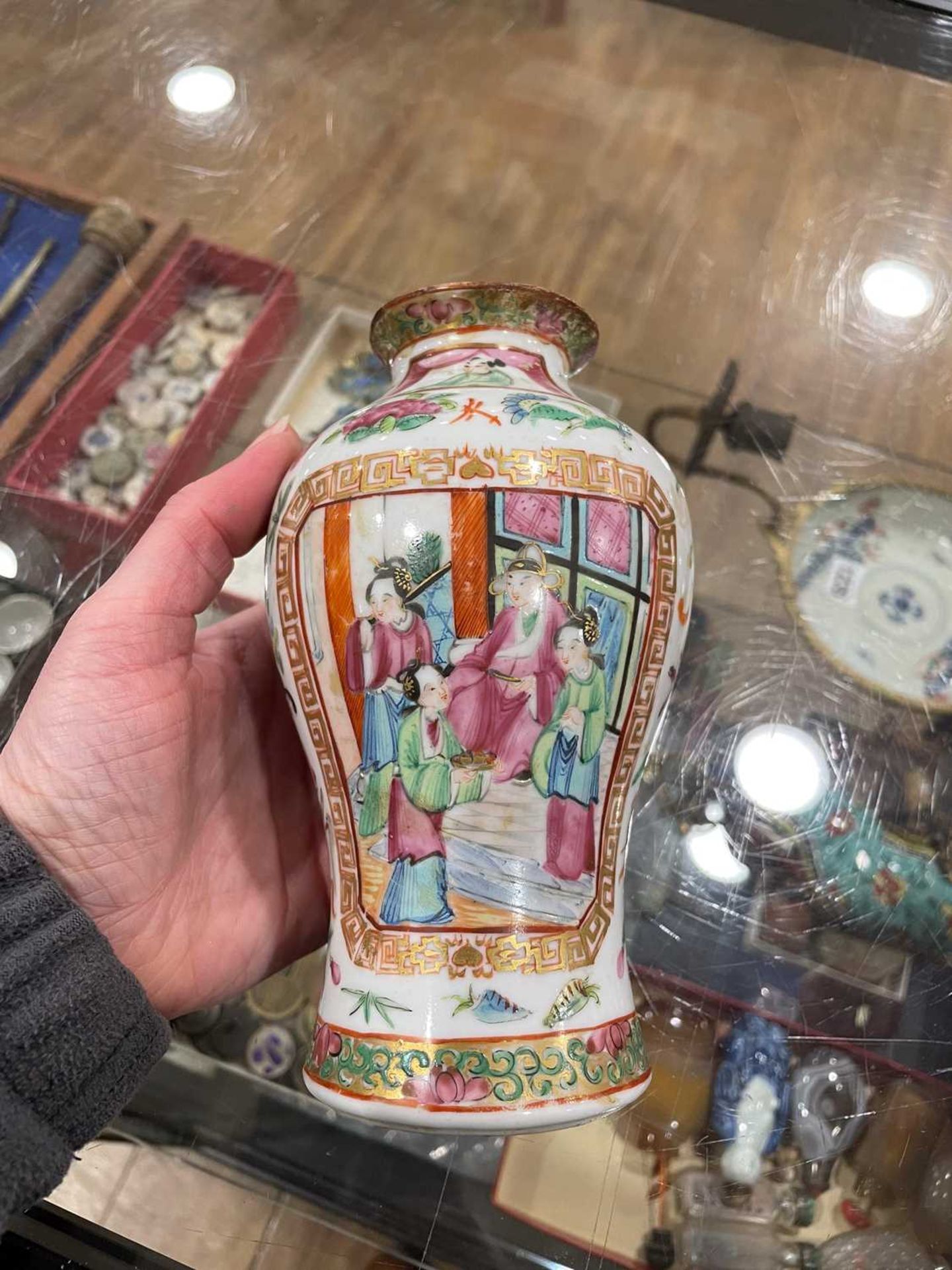 A Cantonese teapot and cover of squat form, typically decorated in coloured enamels with traditional - Image 17 of 70