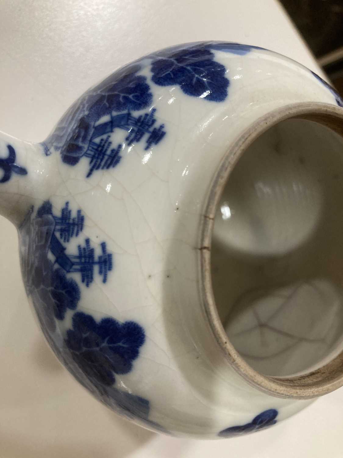 A Chinese blue and white teapot and cover, decorated with oxen in traditional landscapes, h. 12.5 - Image 14 of 24