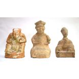 Eight Chinese pottery tomb and other figures of varying sizes, including seated examples, max h.