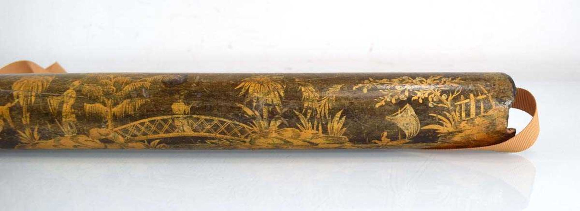 A Chinese scroll decorated with an extensive landscape, approx. 240 x 31cm, together with gilt - Image 11 of 15