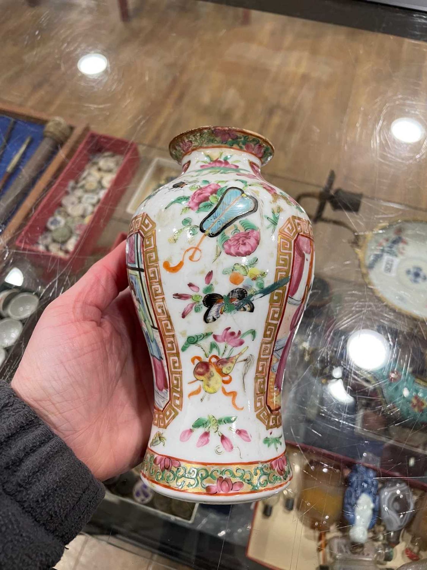 A Cantonese teapot and cover of squat form, typically decorated in coloured enamels with traditional - Image 18 of 70