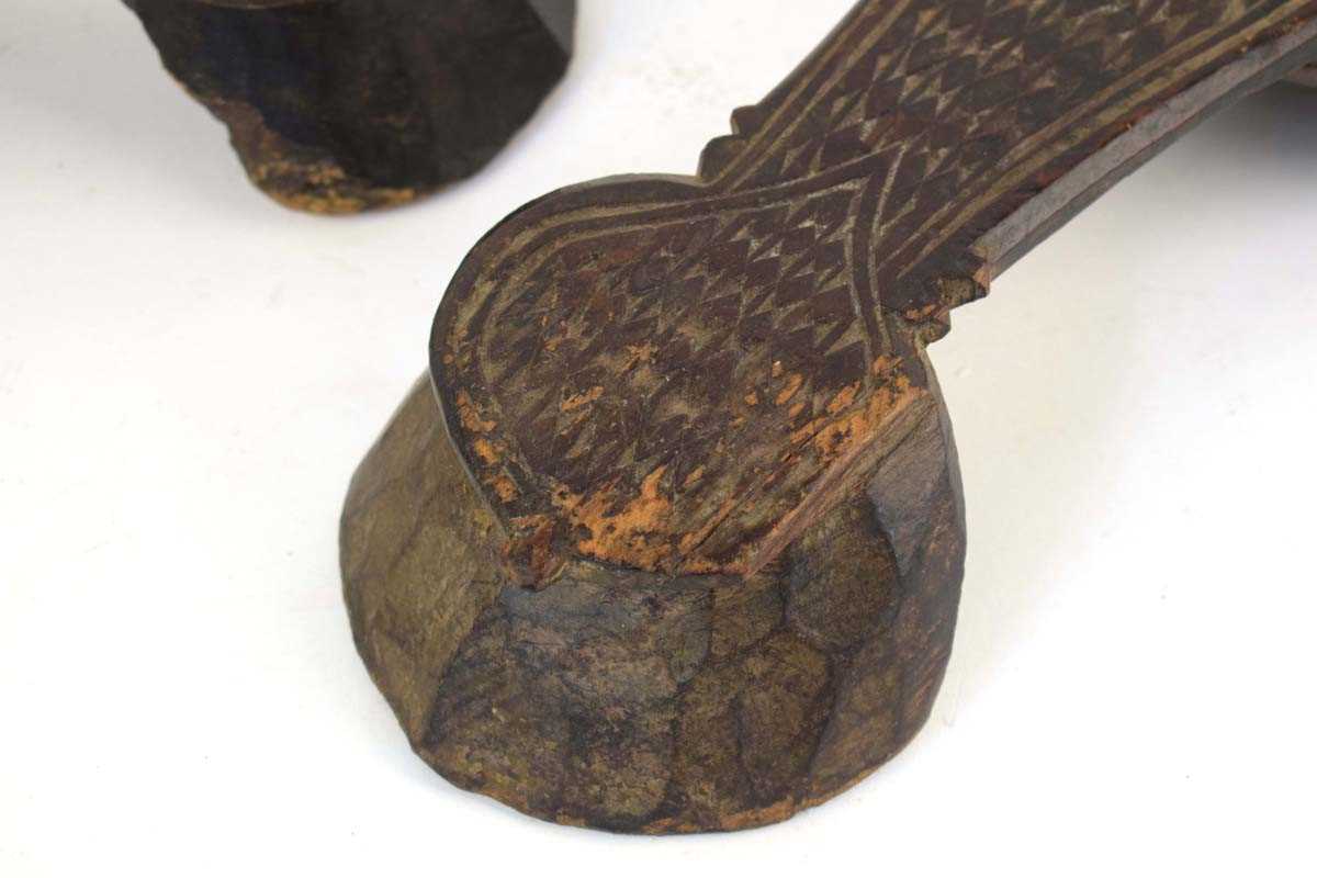 A near pair of carved wood sandals, probably Pakistani, l. 29 cm (2) *from the collection of Phillip - Image 2 of 5