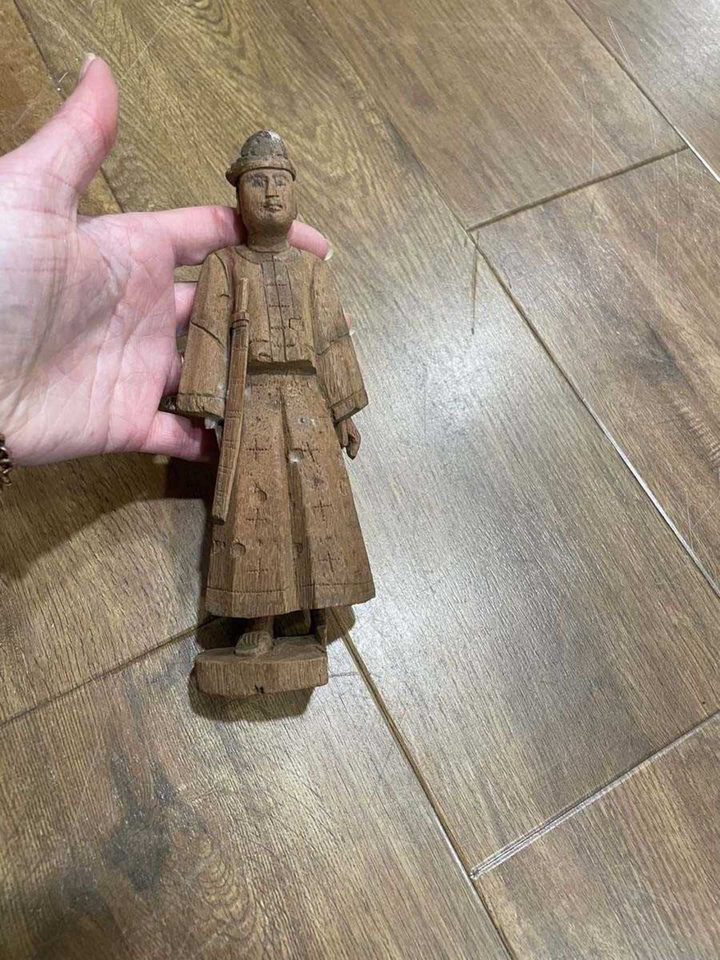 A Chinese carved wood figure modelled as a fisherman and his catch, h. 18 cm, together with ten - Image 37 of 62