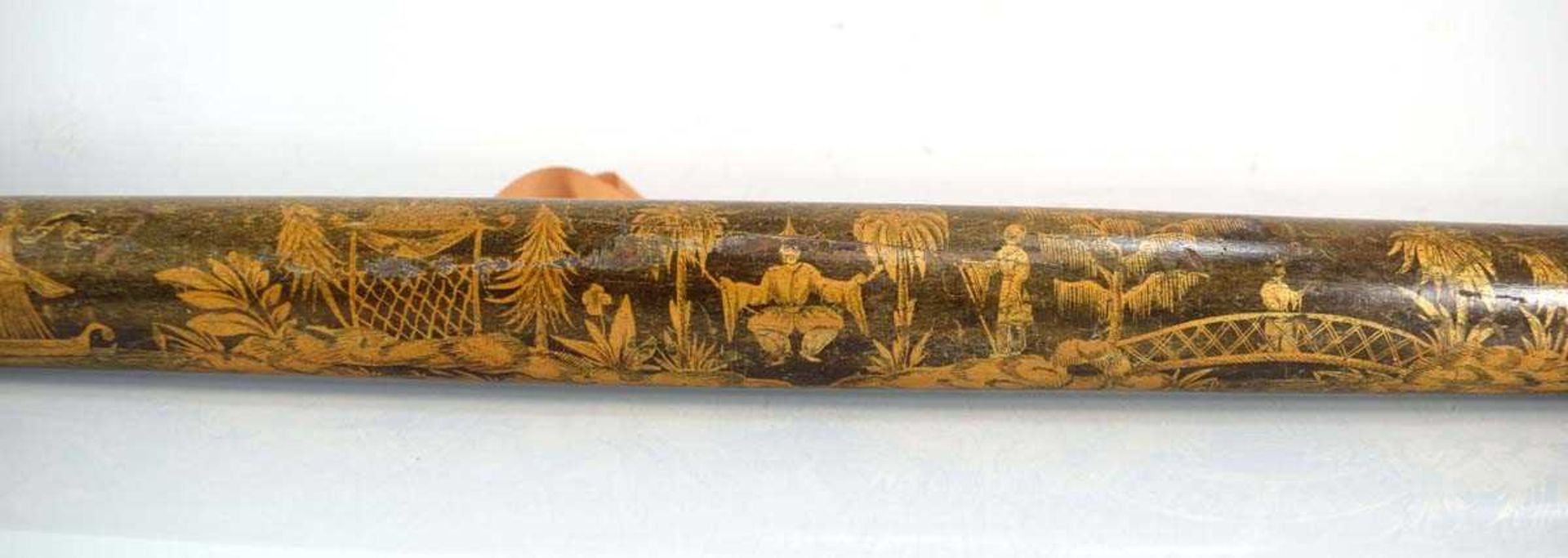 A Chinese scroll decorated with an extensive landscape, approx. 240 x 31cm, together with gilt - Image 10 of 15