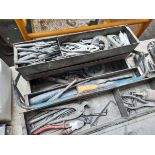 +VAT Metal toolcase and drawer of tooling; rasps, drill bits, spanners, chisels etc