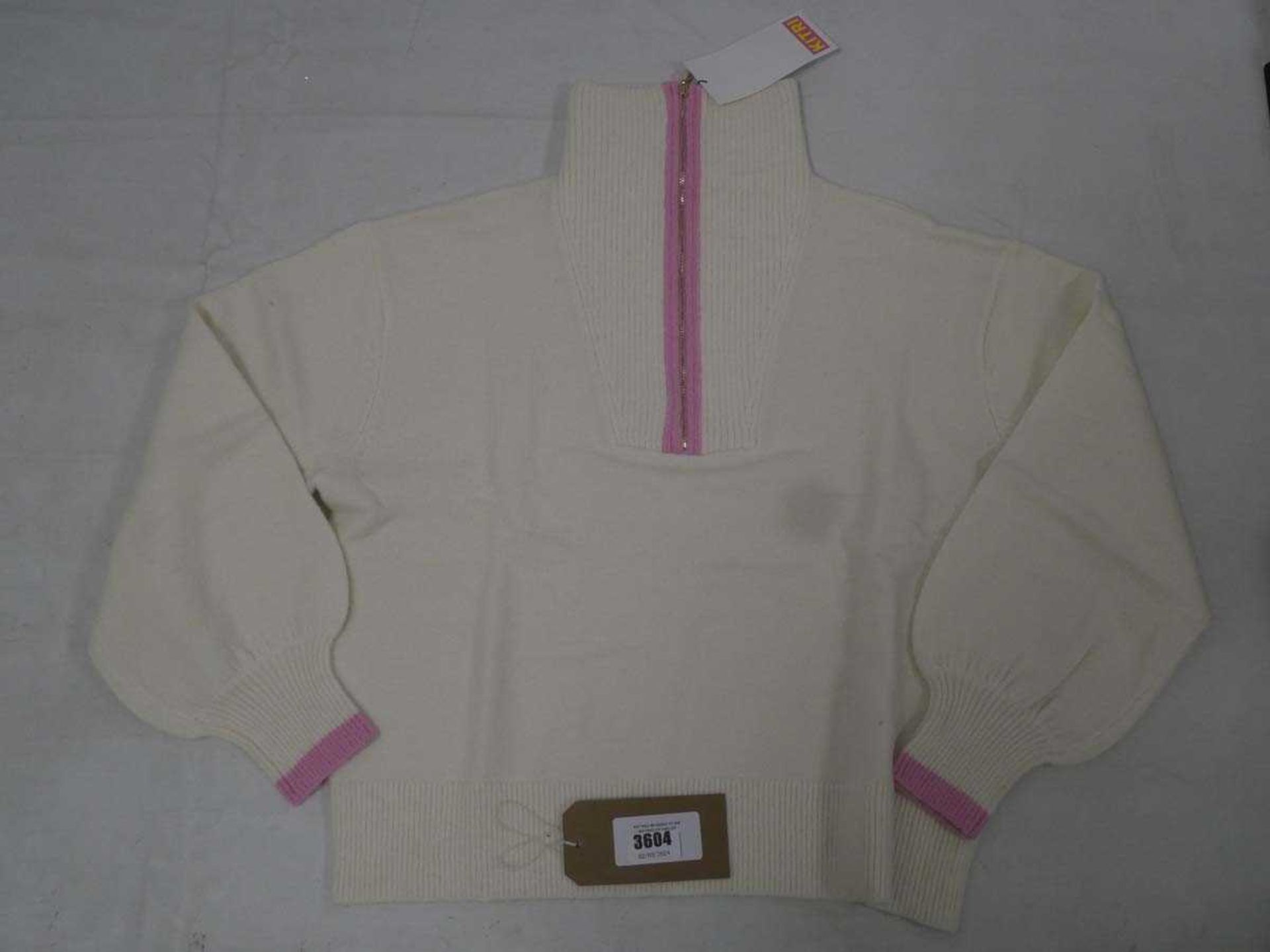 +VAT Kitri lorna ivory wool alpaca blend zip collar sweater size L (hanging)