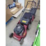 Garden Care red petrol powered rotary mower with grass box