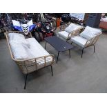4 piece garden set consisting of 2 seater sofa, 2 chairs and rectangular metal table