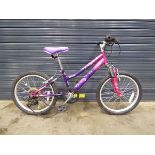 Pink and purple girls bike