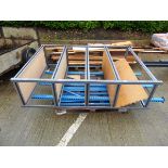 Grey metal rack and flatpack blue racking