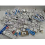 +VAT Large bag containing 3 way adapters, extension leads, shaver adapter plugs etc