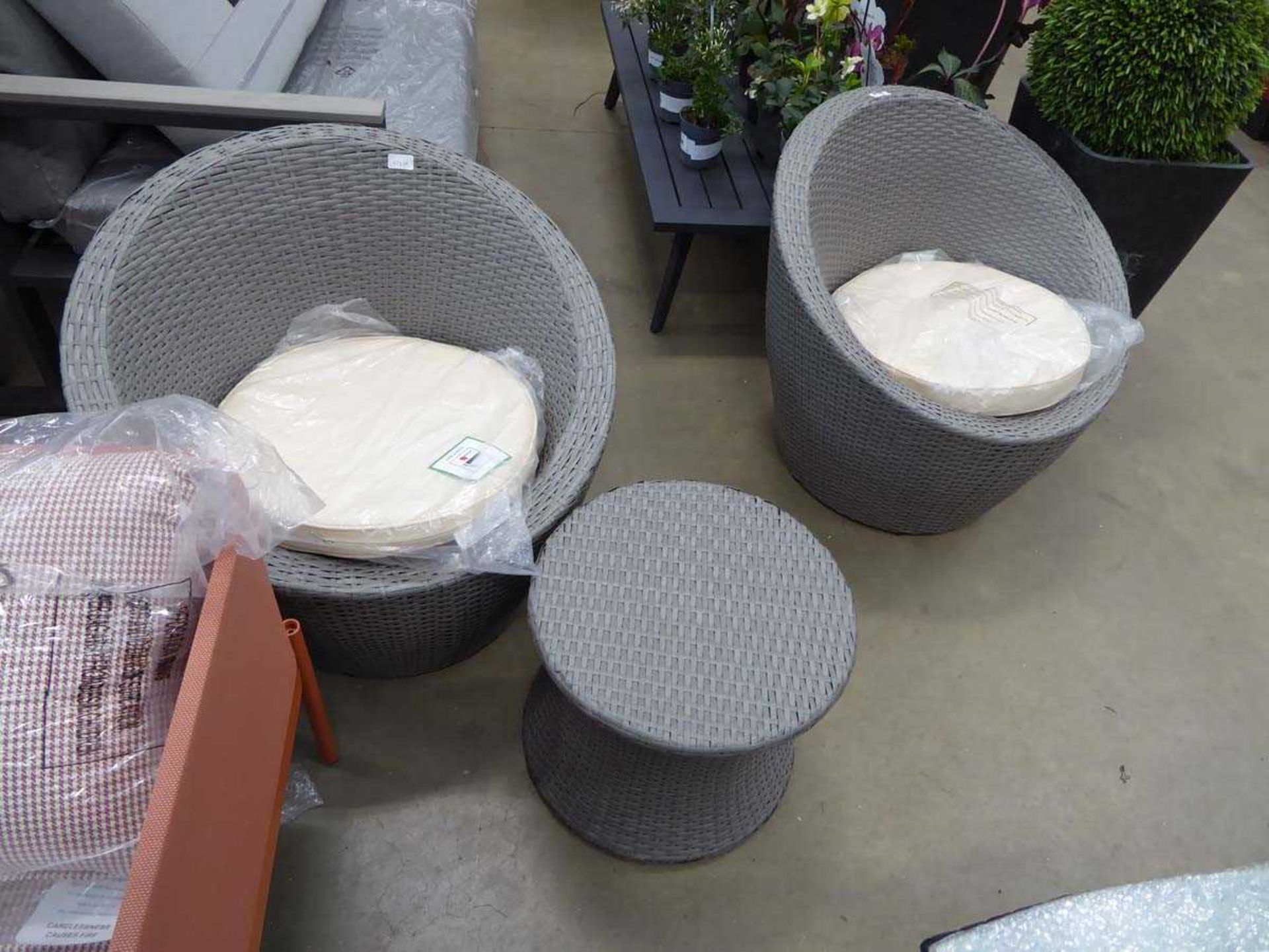 3 piece rattan set including 2 chairs and small side table