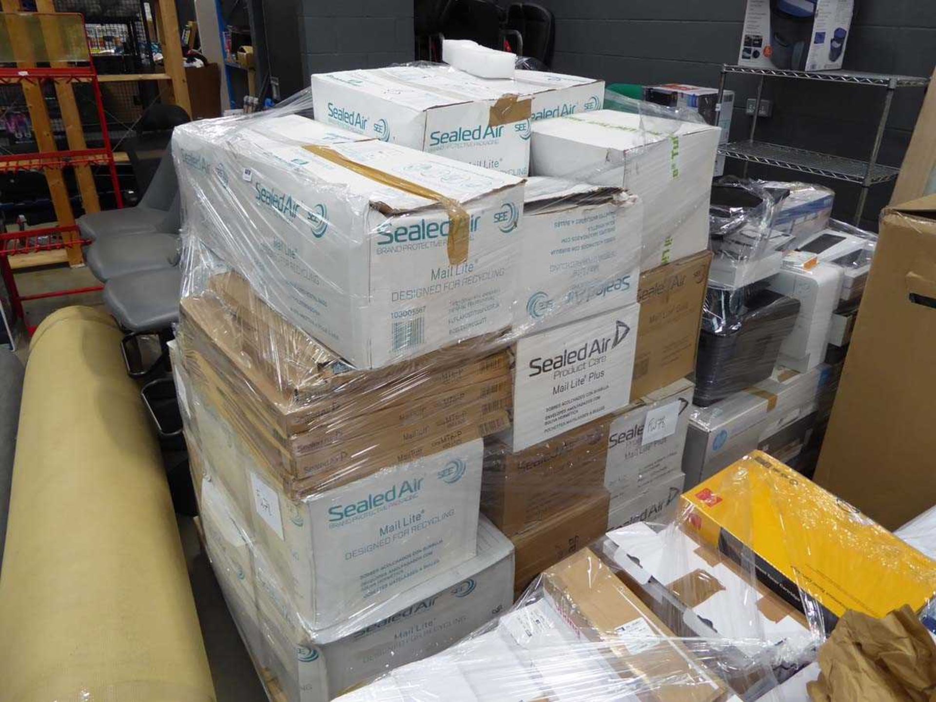 Pallet of sealed air mail light bags