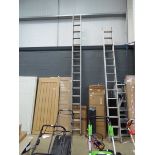 Double aluminium extension ladder Bent back rung