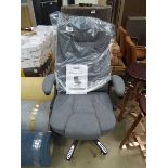 +VAT Grey cloth high back swivel armchair