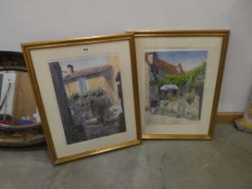 2 x limited edition French villa prints