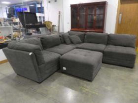 +VAT Anthracite grey fabric corner suite in five sections plus a footstool