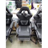 +VAT Black and grey racing style swivel armchair