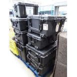 Large pallet of heavy duty storage boxes