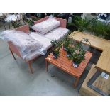 Orange metal sofa set and table