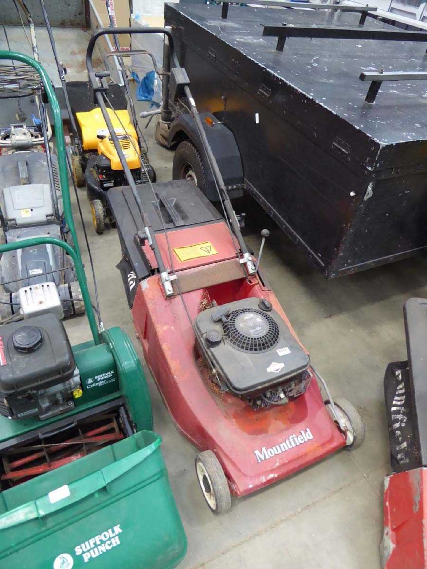 Mountfield petrol powered rotary mower with grass box