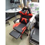 +VAT Black and red racing style swivel armchair